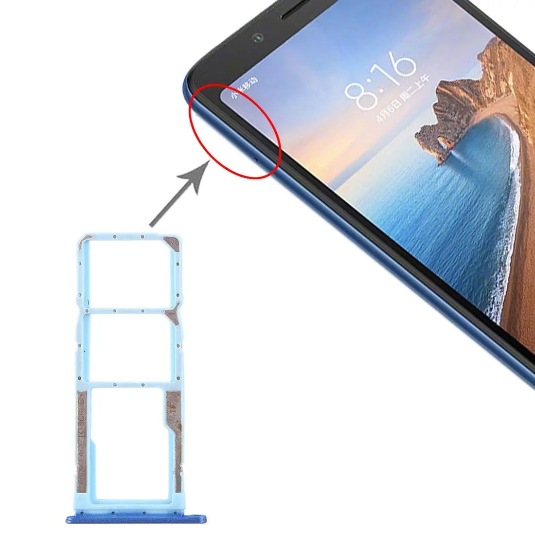Mozomart Sim Tray Slot Holder for Xiaomi Redmi 7A : Blue - Zeespares.in