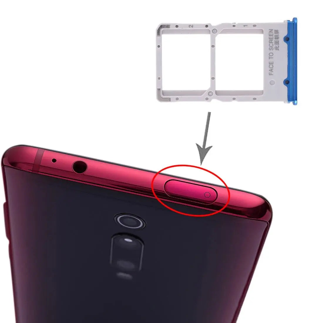 Mozomart Sim Tray Slot Holder for Xiaomi Redmi K20 : Blue - Zeespares.in