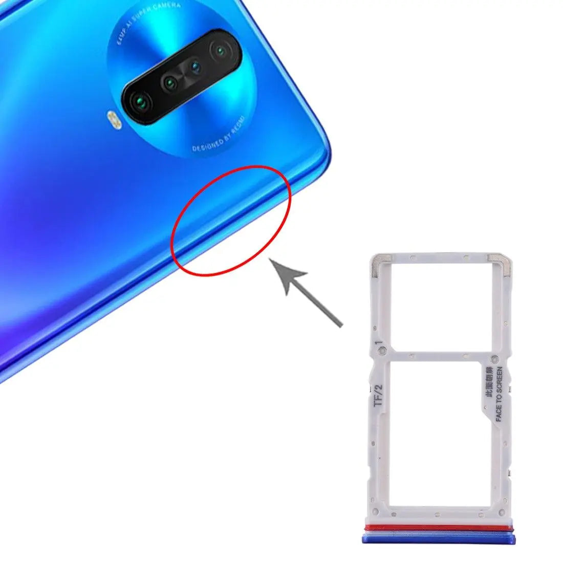 Mozomart Sim Tray Slot Holder for Xiaomi Redmi k30 4G : Blue - Zeespares.in