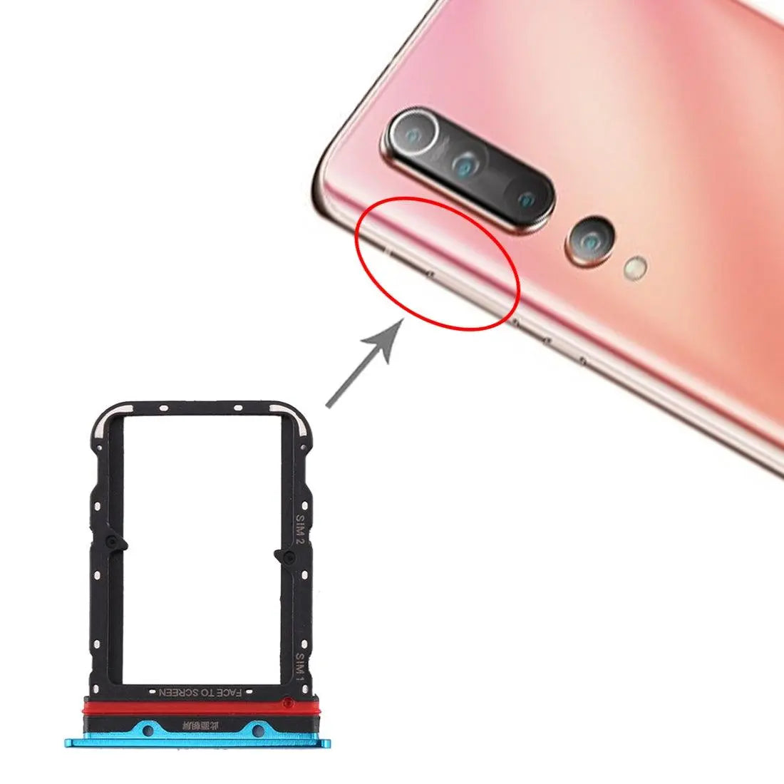 Mozomart Sim Tray Slot Holder for Xiaomi Redmi Mi 10 : Blue - Zeespares.in