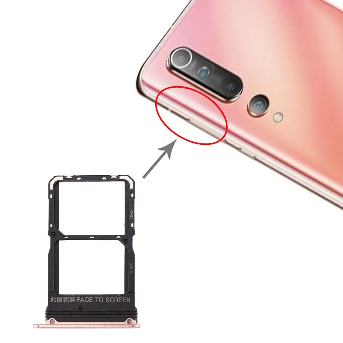 Mozomart Sim Tray Slot Holder for Xiaomi Redmi Mi 10 : Gold - Zeespares.in