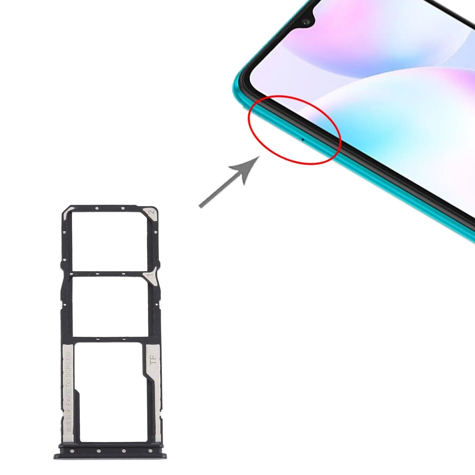 Mozomart Sim Tray Slot Holder for Xiaomi Redmi Mi 9A : Black - Zeespares.in
