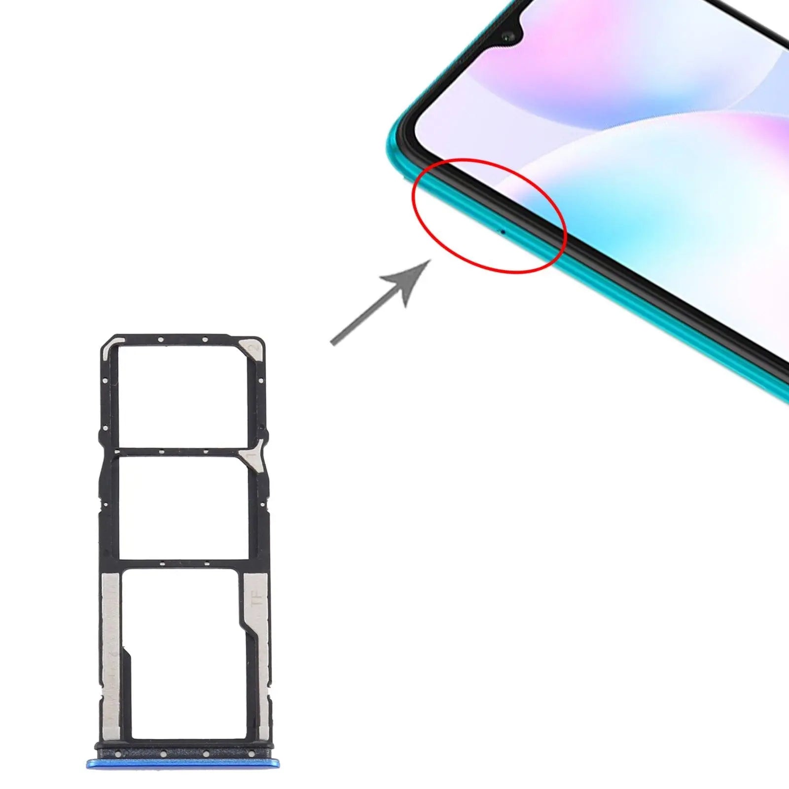 Mozomart Sim Tray Slot Holder for Xiaomi Redmi Mi 9A : Blue - Zeespares.in