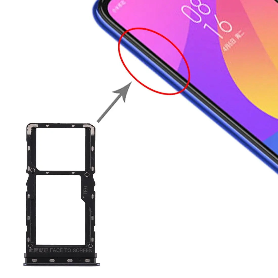 Mozomart Sim Tray Slot Holder for Xiaomi Redmi Mi A3 : Black - Zeespares.in