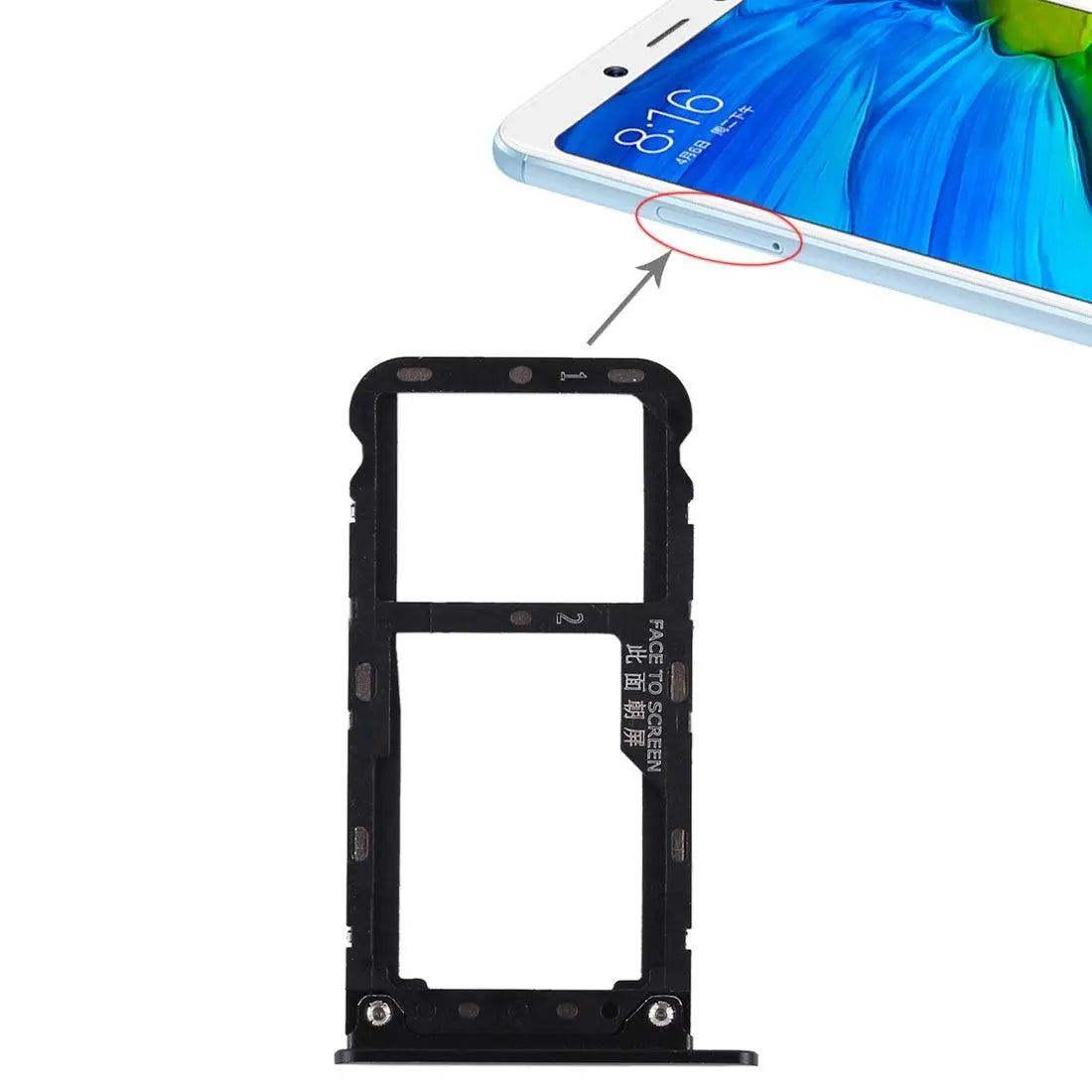 Mozomart Sim Tray Slot Holder for Xiaomi Redmi Note 5 : Black - Zeespares.in