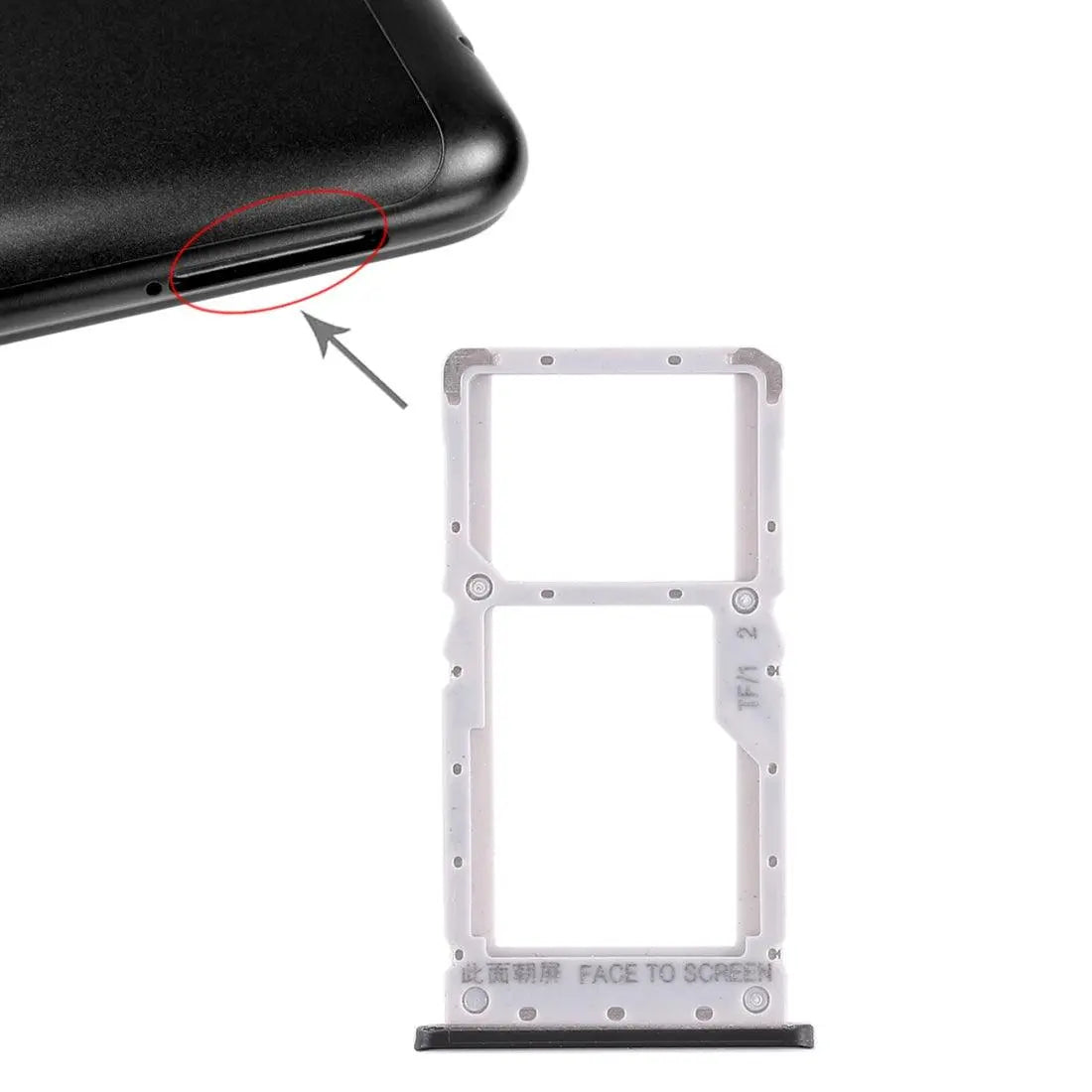 Mozomart Sim Tray Slot Holder for Xiaomi Redmi Note 6 Pro : Black - Zeespares.in