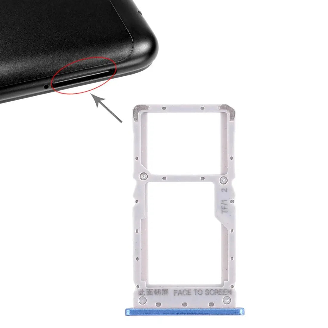Mozomart Sim Tray Slot Holder for Xiaomi Redmi Note 6 Pro : Blue - Zeespares.in