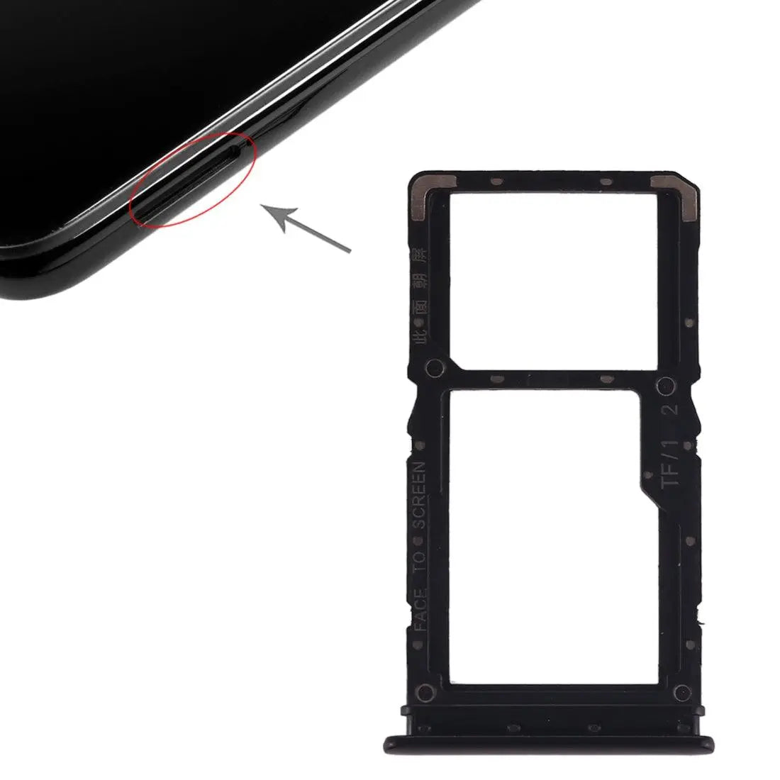 Mozomart Sim Tray Slot Holder for Xiaomi Redmi Note 7 : Black - Zeespares.in