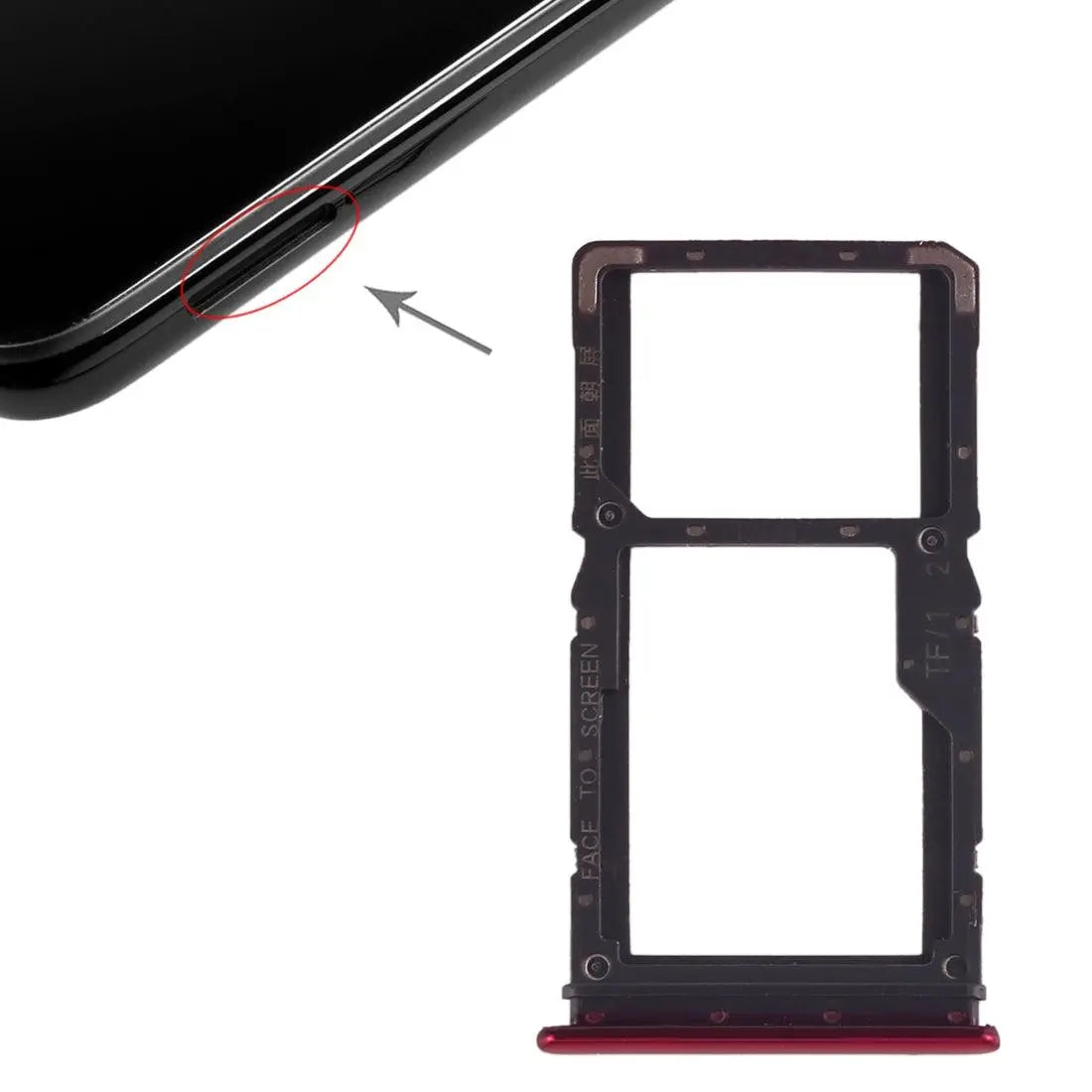 Mozomart Sim Tray Slot Holder for Xiaomi Redmi Note 7 : Red - Zeespares.in