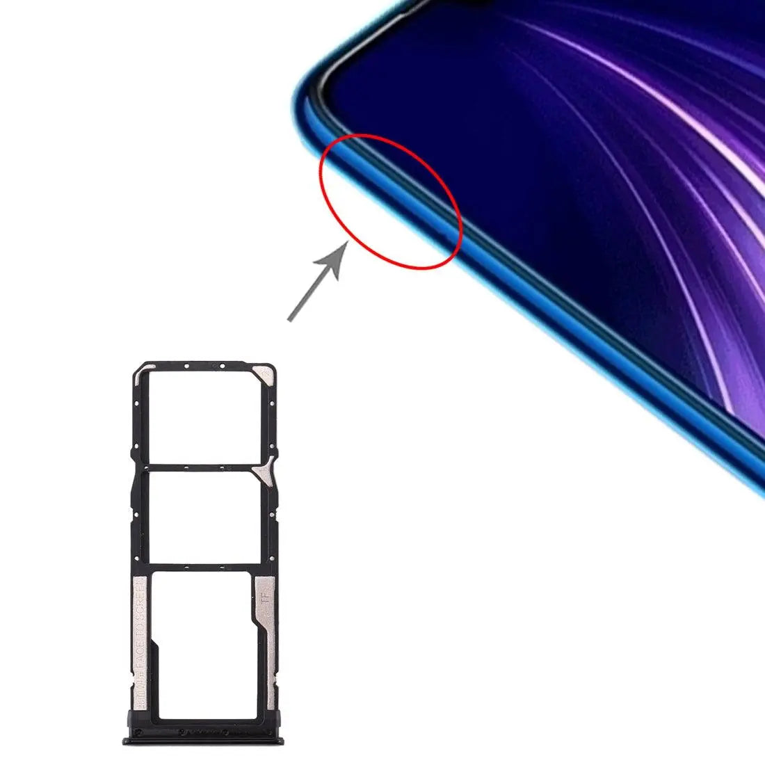 Mozomart Sim Tray Slot Holder for Xiaomi Redmi Note 8 : Black - Zeespares.in