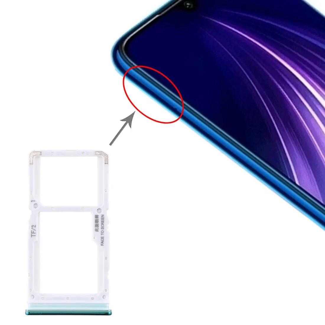 Mozomart Sim Tray Slot Holder for Xiaomi Redmi note 8 pro : Green - Zeespares.in