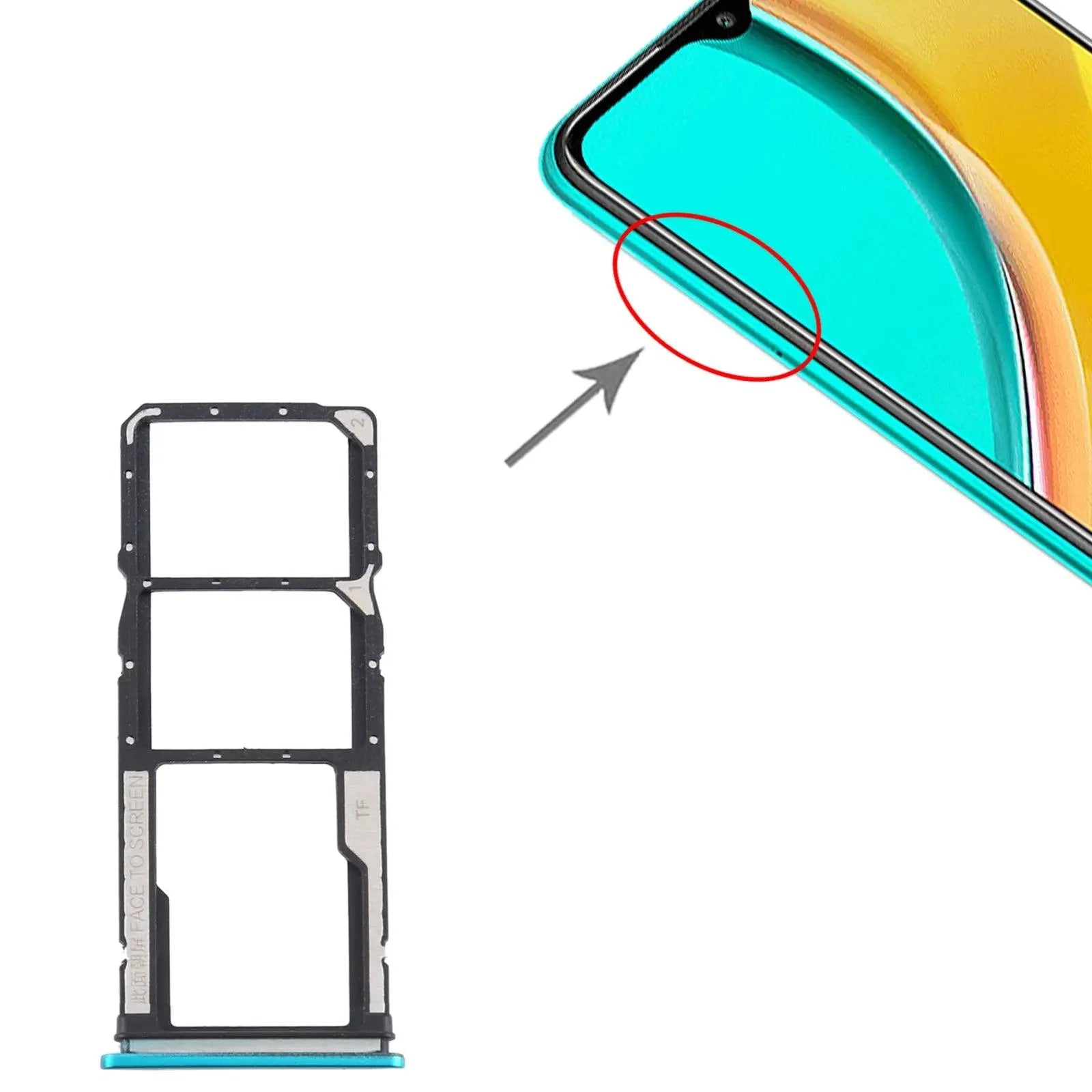 Mozomart Sim Tray Slot Holder for Xiaomi Redmi Note 9 : Green - Zeespares.in