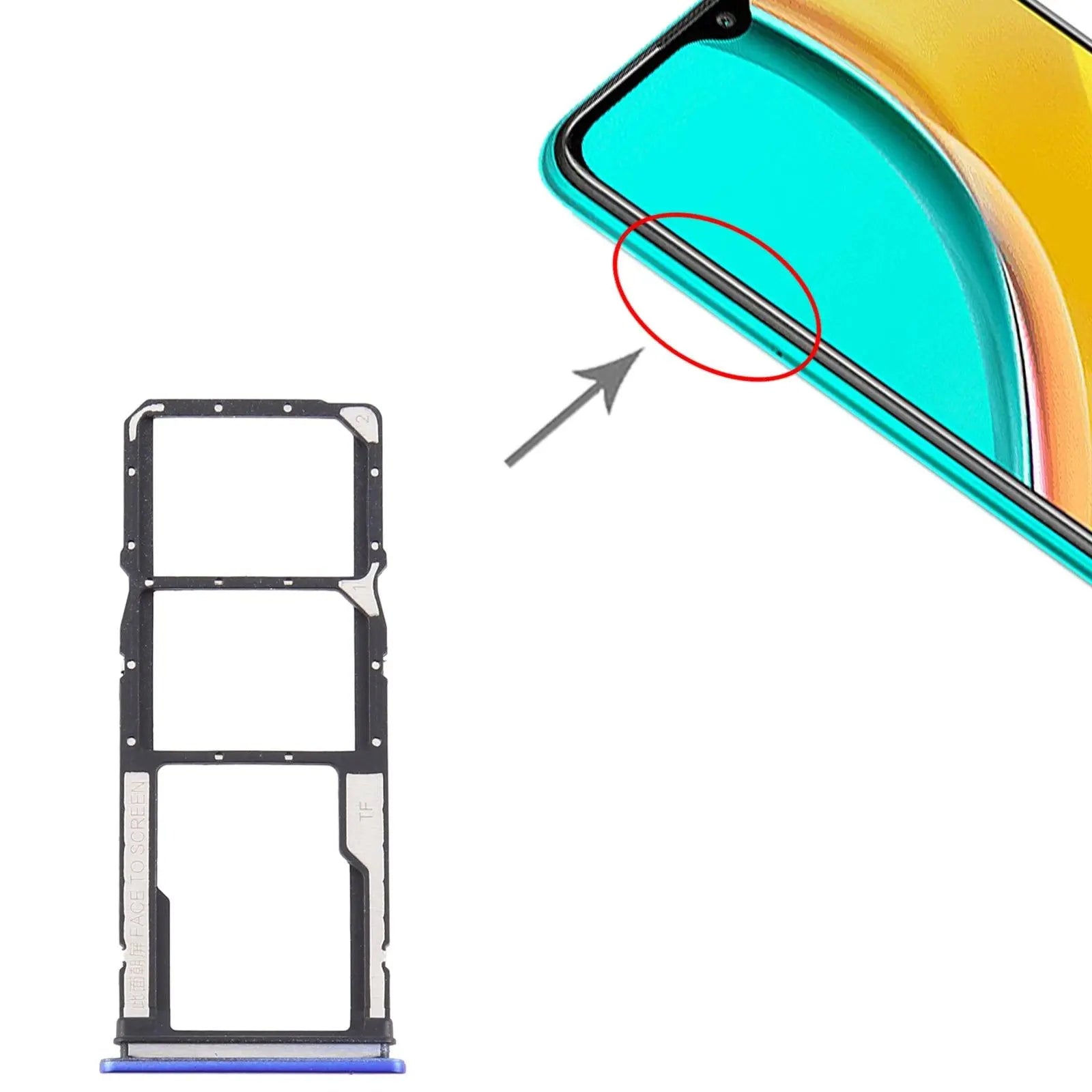 Mozomart Sim Tray Slot Holder for Xiaomi Redmi Note 9 Pro : Blue - Zeespares.in